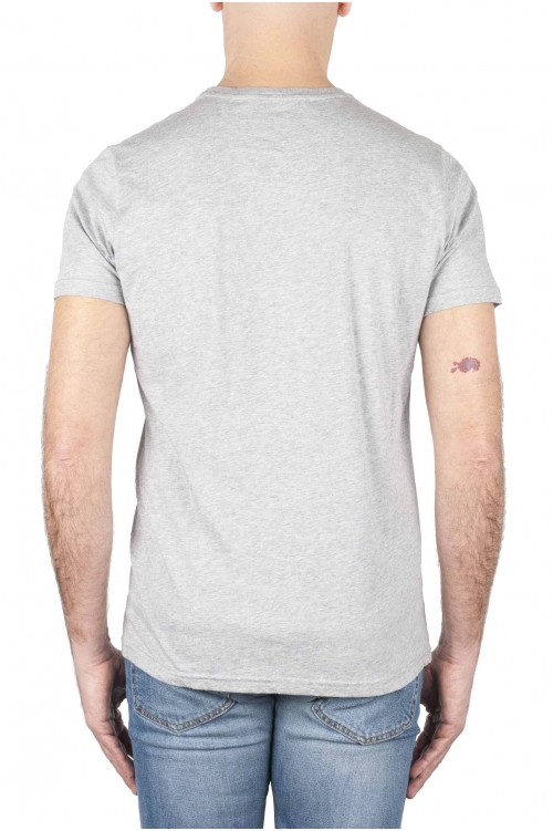 SBU 01747 Clásica camiseta de cuello redondo gris melange manga corta de algodón 01