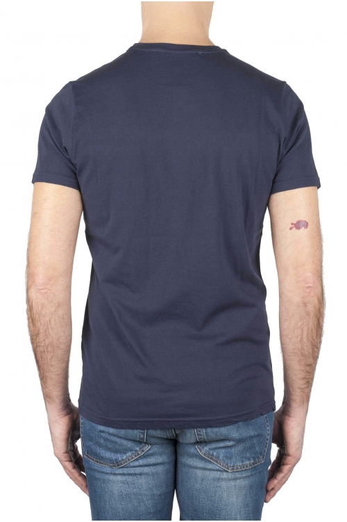 SBU 01750 Clásica camiseta de cuello redondo azul marino manga corta de algodón 01
