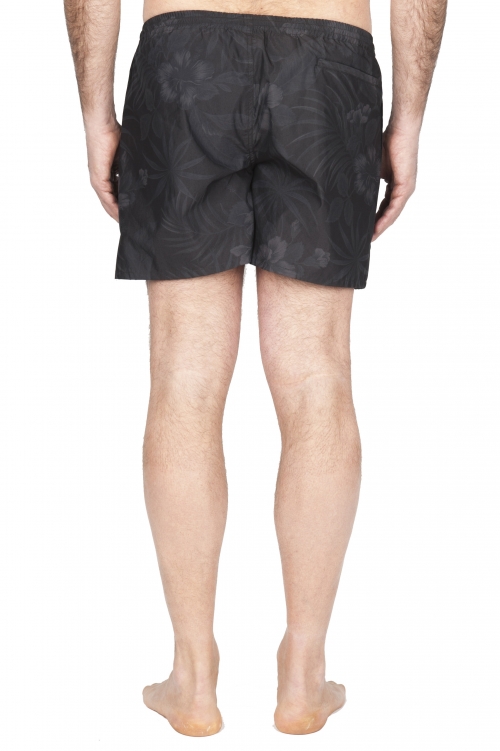 SBU 01762 Costume pantaloncino classico in nylon ultra leggero stampa floreale nero 01