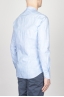 Classic Mandarin Collar White And Light Blue Super Cotton Shirt