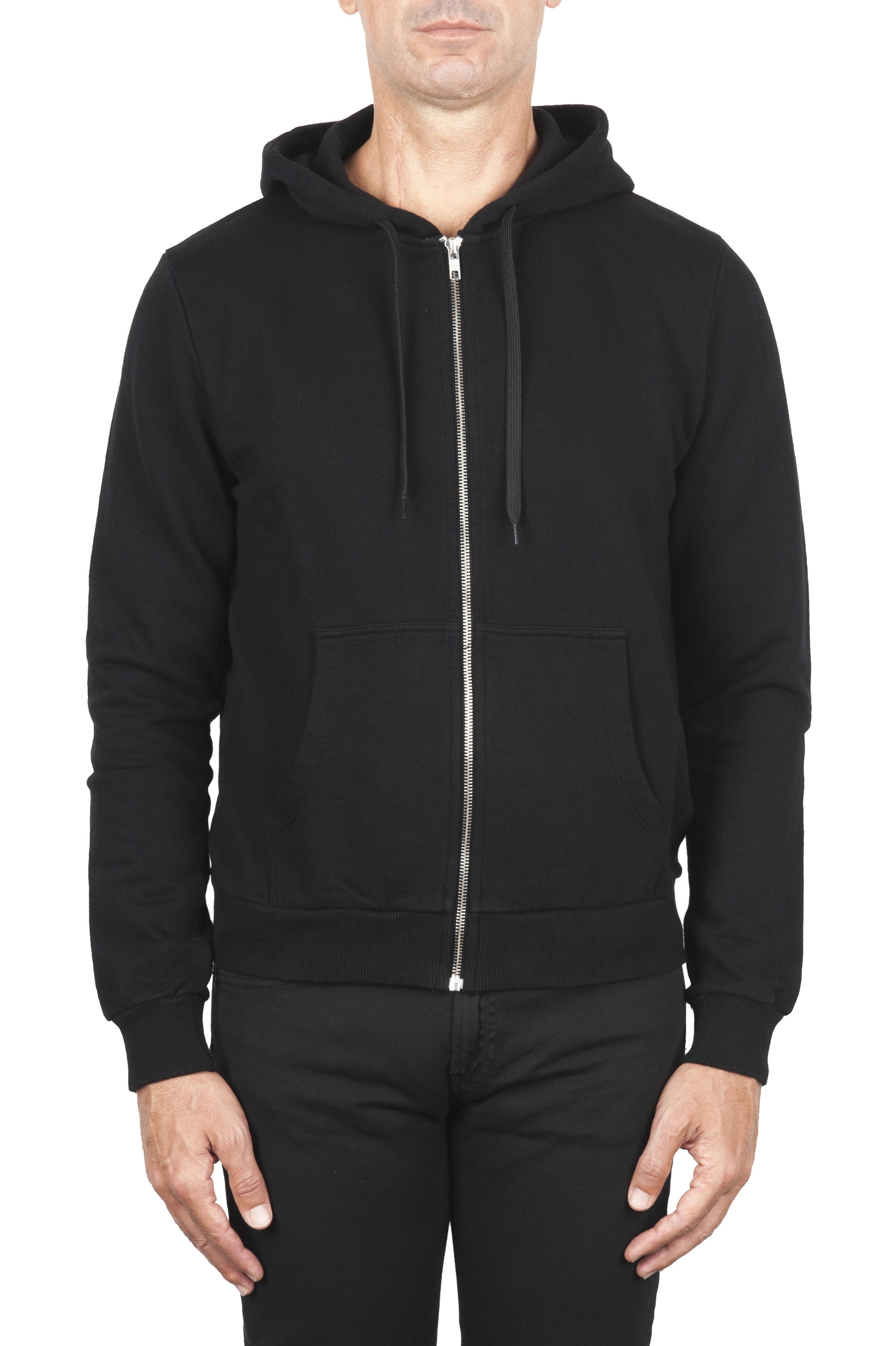 SBU 01766 Black cotton jersey hooded sweatshirt 01