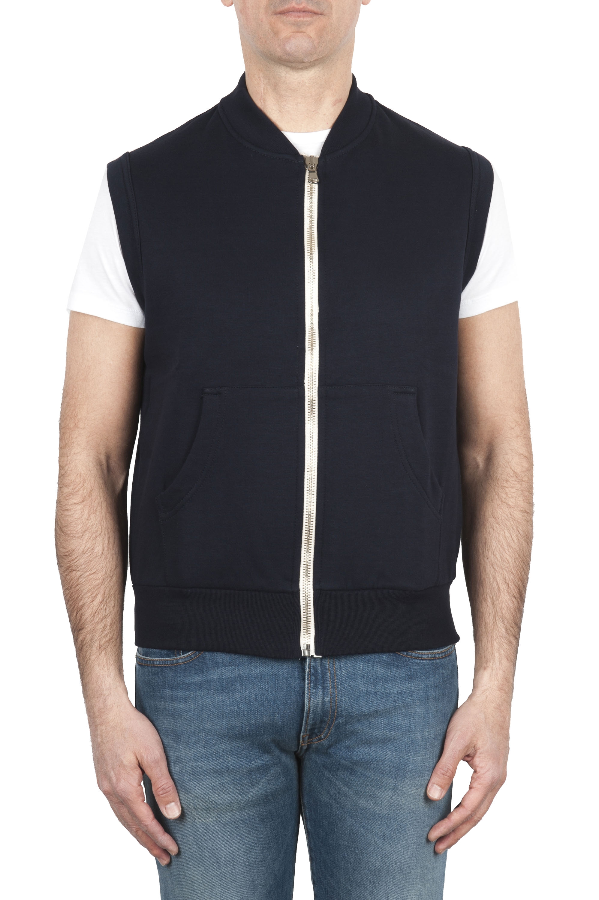 SBU 01767 Blue cotton jersey sweatshirt vest 01