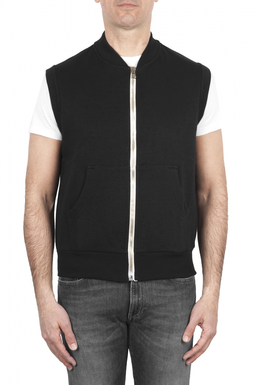 SBU 01768 Black cotton jersey sweatshirt vest 01