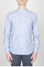 Classic Mandarin Collar White And Blue Super Cotton Shirt