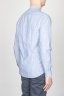 Classic Mandarin Collar White And Blue Super Cotton Shirt
