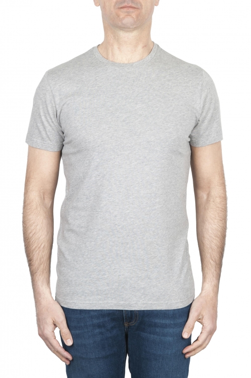 SBU 01793 Camiseta gris mélange de cuello redondo estampado a mano 01