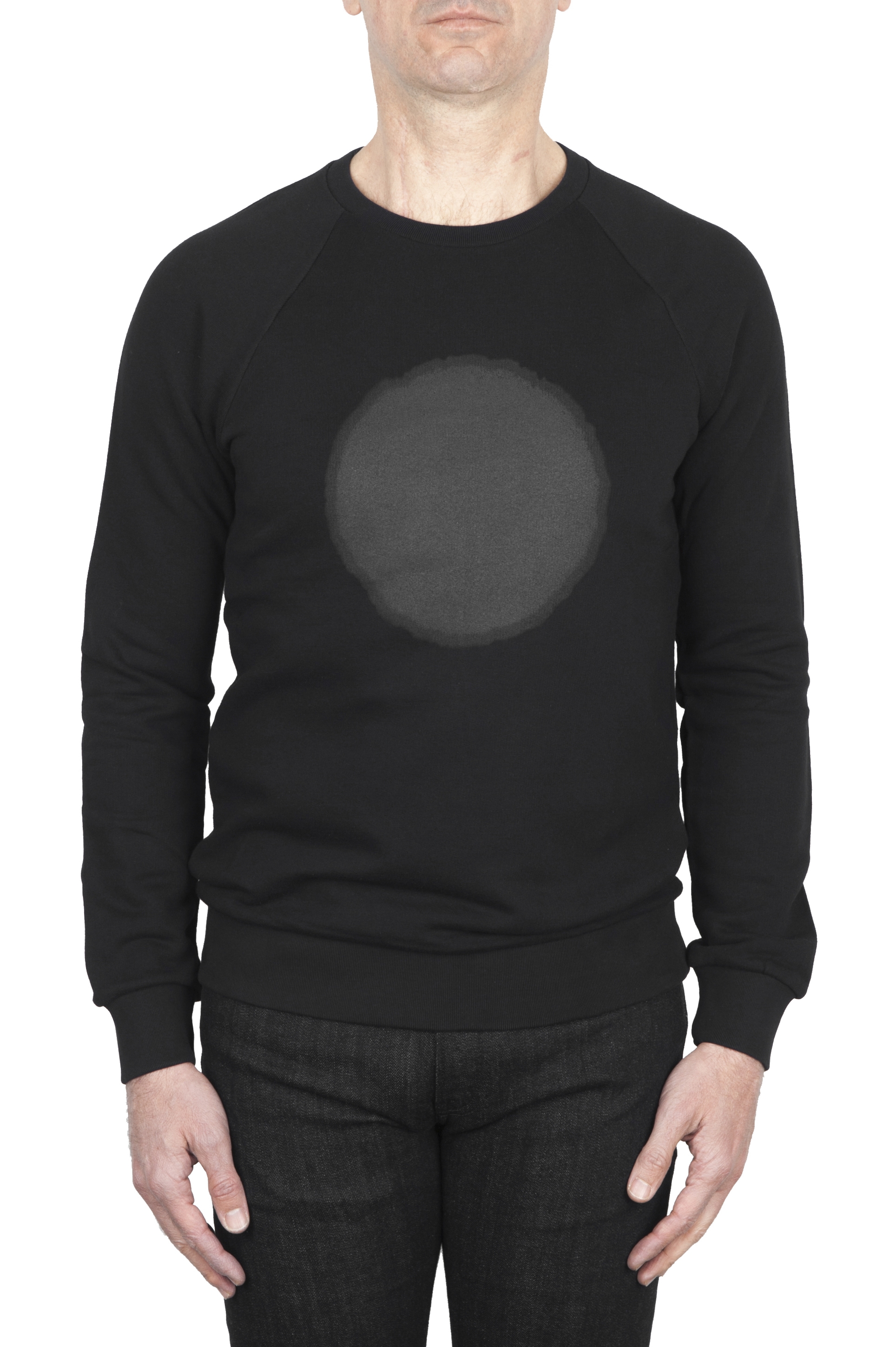 SBU 01797 Hand printed crewneck black sweatshirt 01