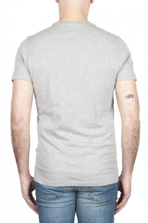 SBU 01798 T-shirt girocollo grigia melange stampata a mano 01