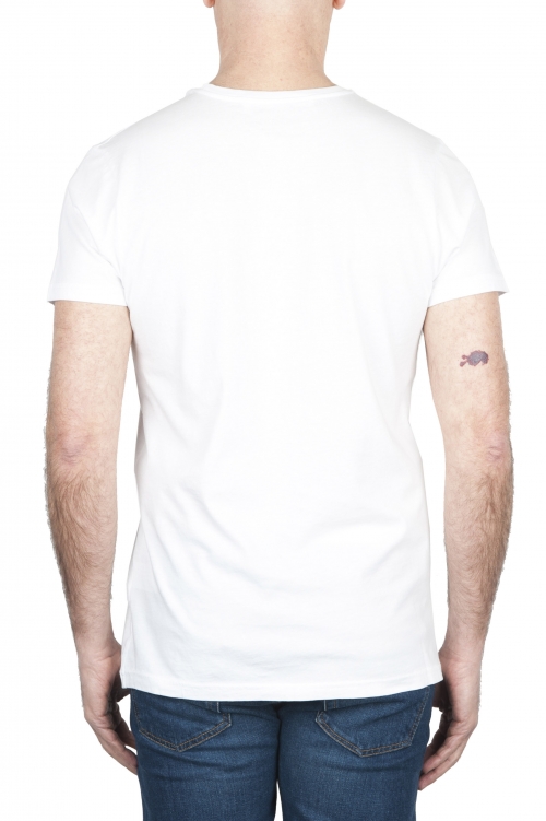 SBU 01800 手でプリントされたラウンドネックホワイトTシャツ 01