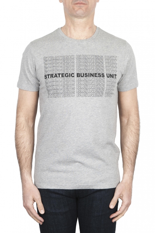 SBU 01801 T-shirt mélangé gris à col rond imprimé à la main 01