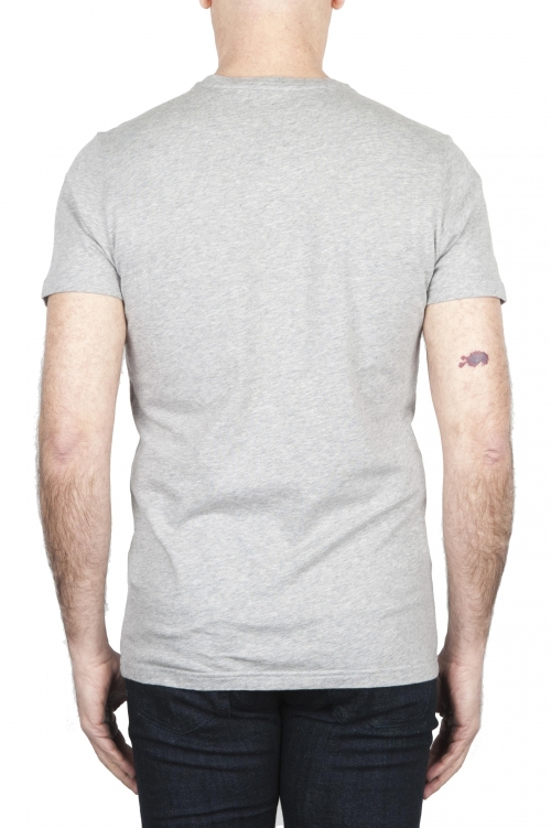 SBU 01801 Camiseta gris mélange de cuello redondo estampado a mano 01