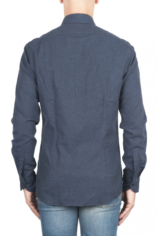 SBU 01309_19AW Plain soft cotton blue navy flannel shirt 01