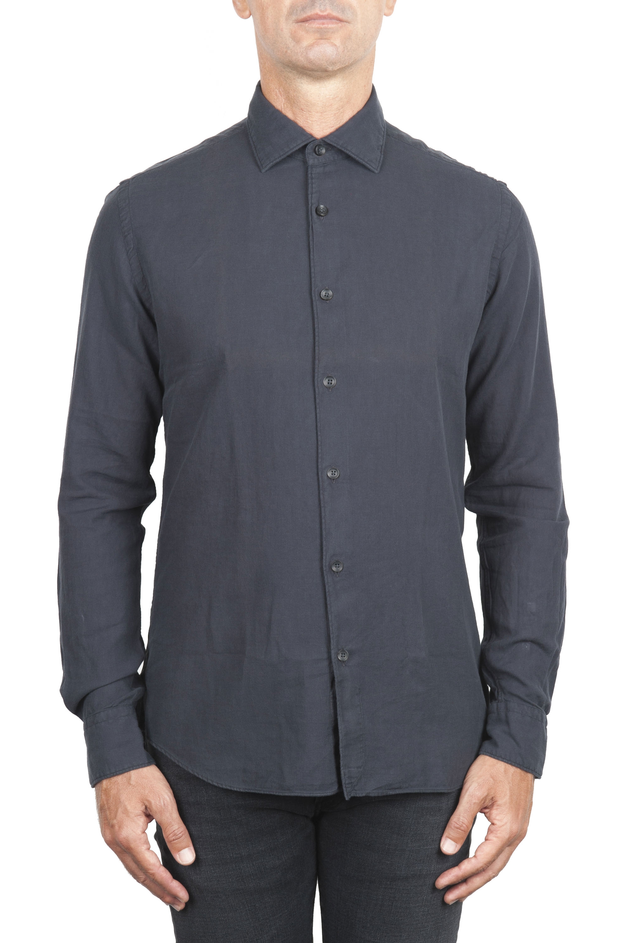 SBU 01316_19AW Grey cotton twill shirt 01