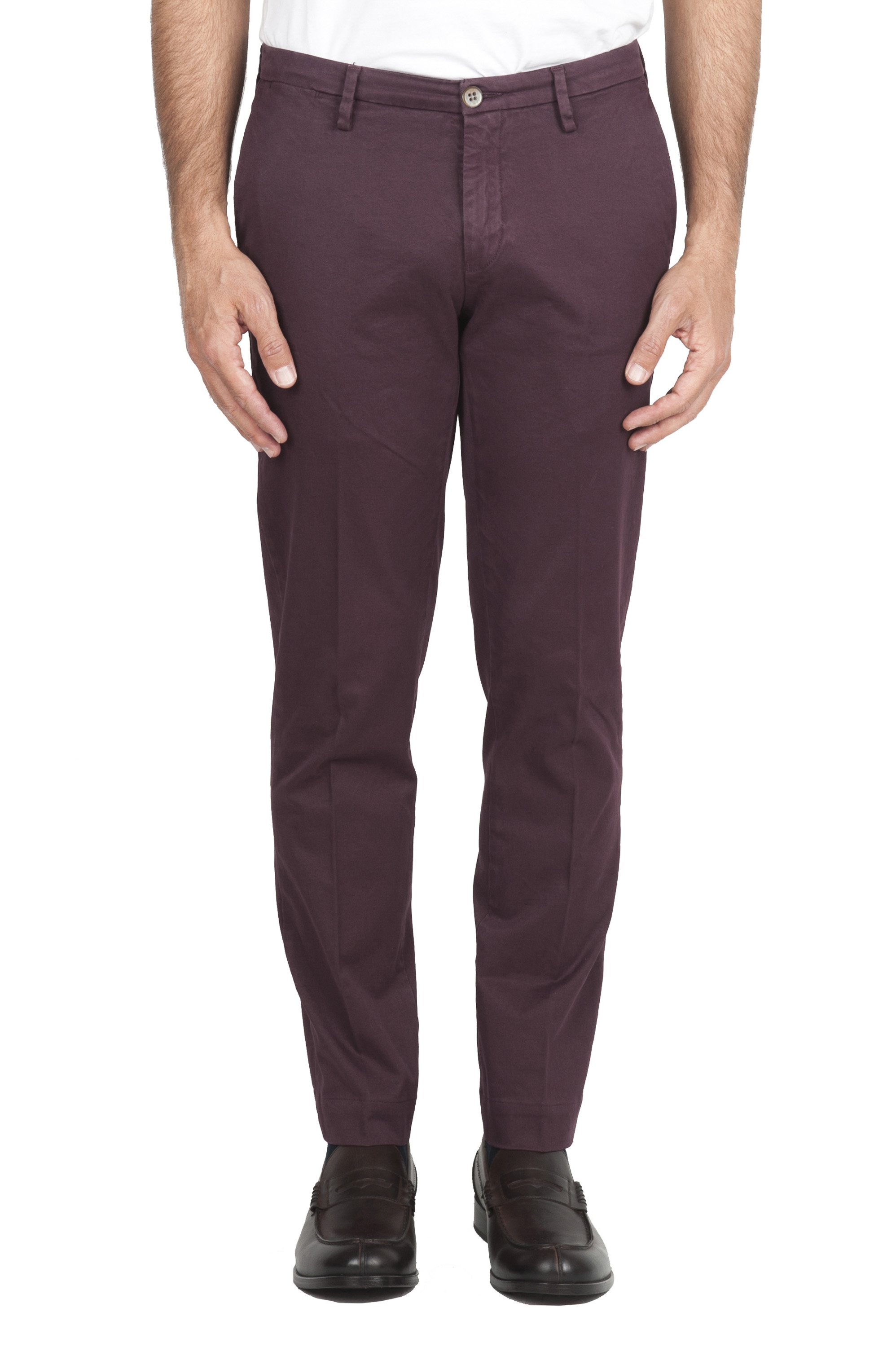 SBU 01535_19AW Classic chino pants in red stretch cotton 01