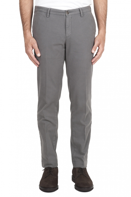 SBU 01543_19AW Classic chino pants in light grey stretch cotton 01