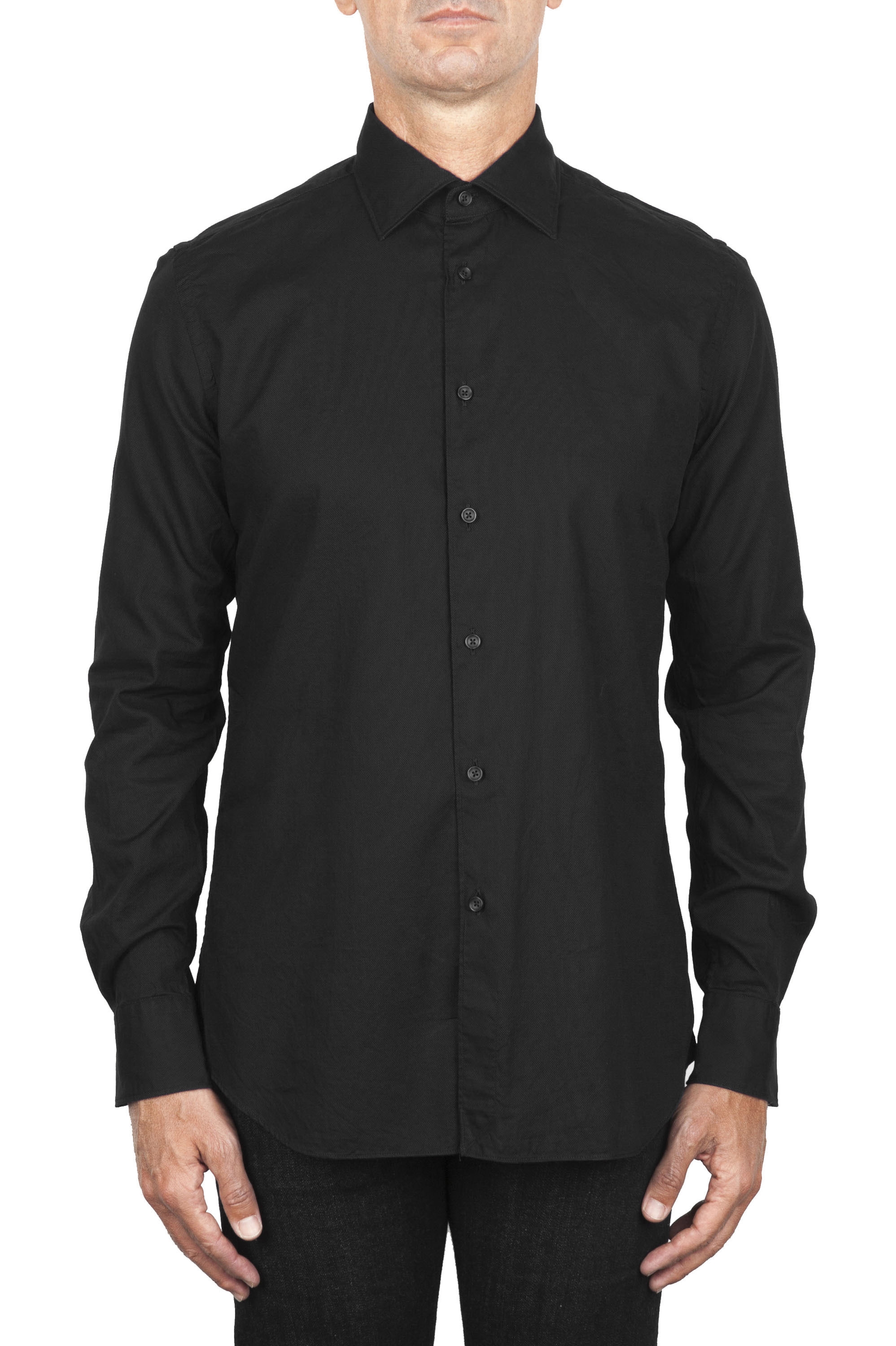 SBU 01831_19AW Classic black cotton oxford shirt 01