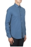 SBU 01832_19AW Camisa clásica de sarga de algodón azul 02