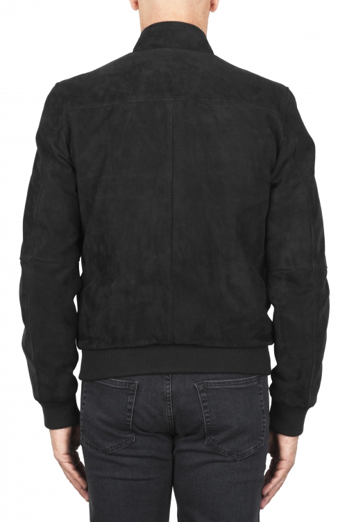 SBU 01846_19AW Padded black leather bomber jacket 01