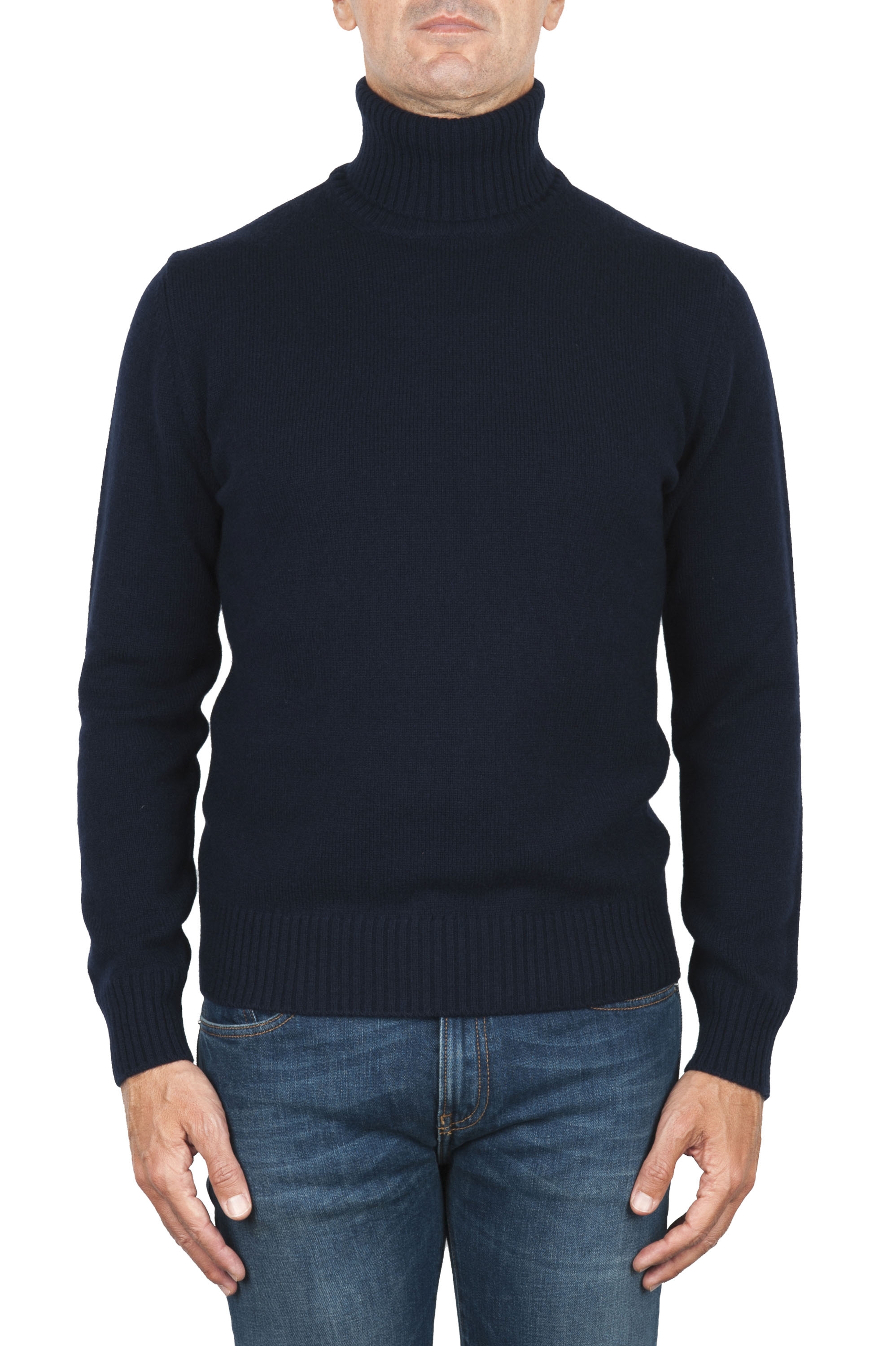 SBU 01855_19AW Blue roll-neck sweater in wool cashmere blend 01