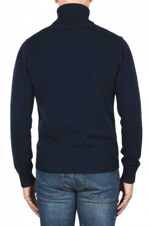 SBU 01855_19AW Blue roll-neck sweater in wool cashmere blend 01