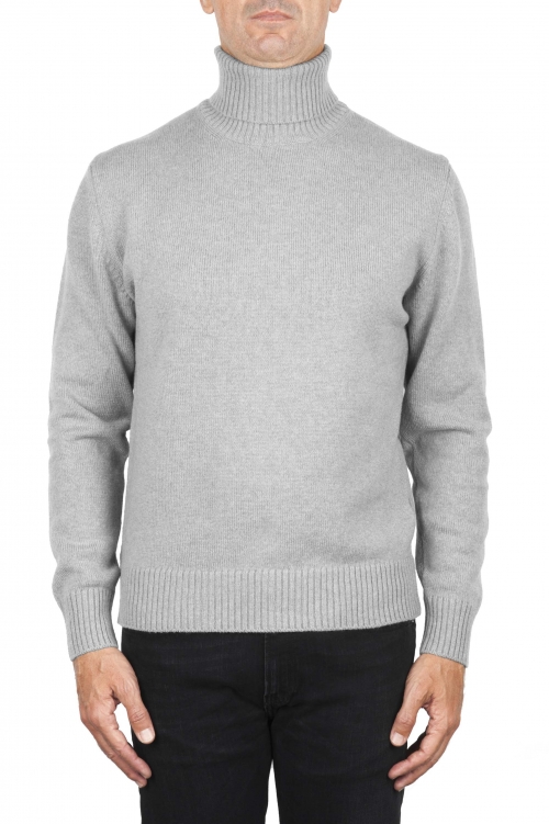 SBU 01856_19AW Grey roll-neck sweater in wool cashmere blend 01