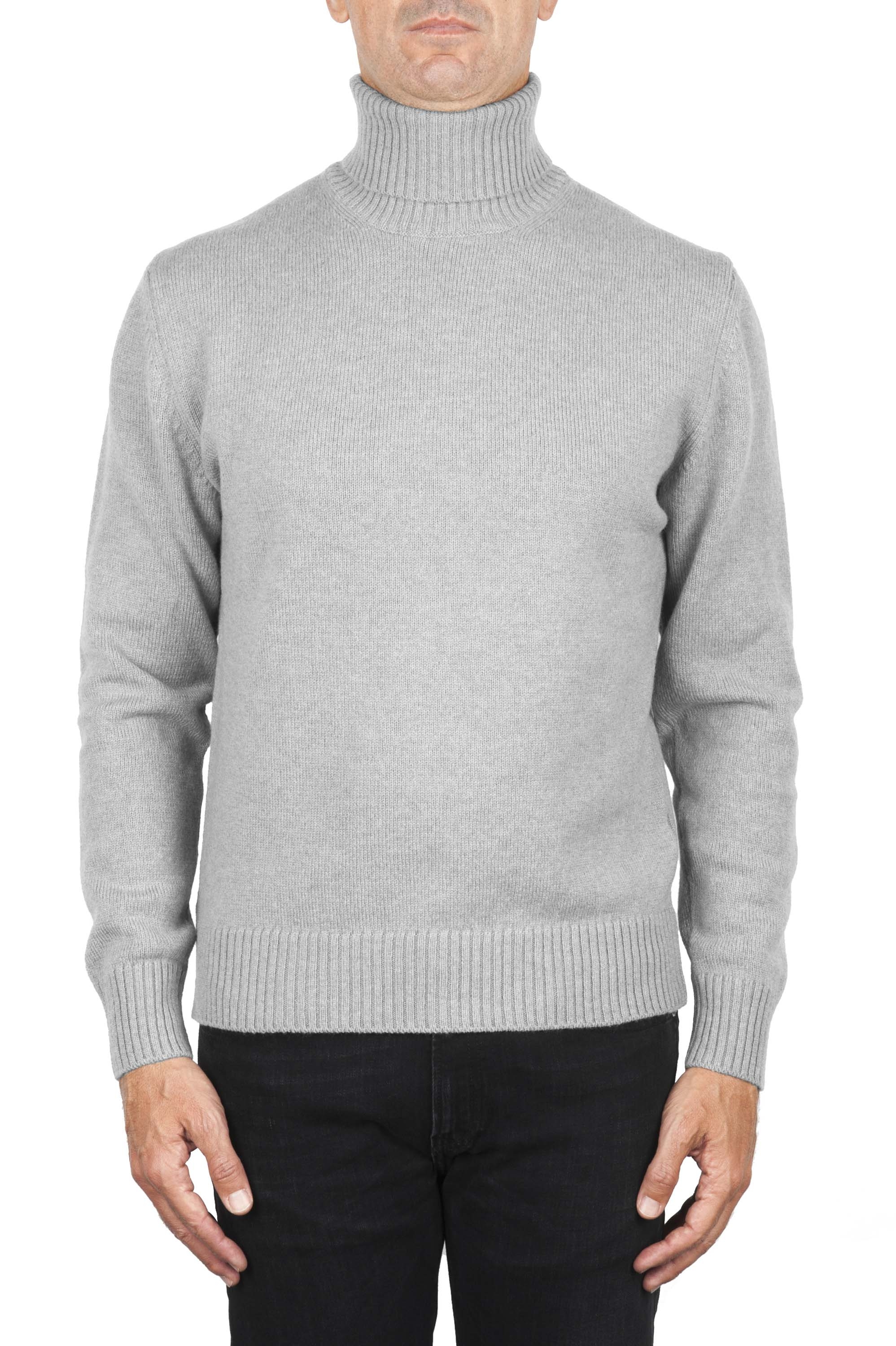 SBU 01856_19AW Grey roll-neck sweater in wool cashmere blend 01