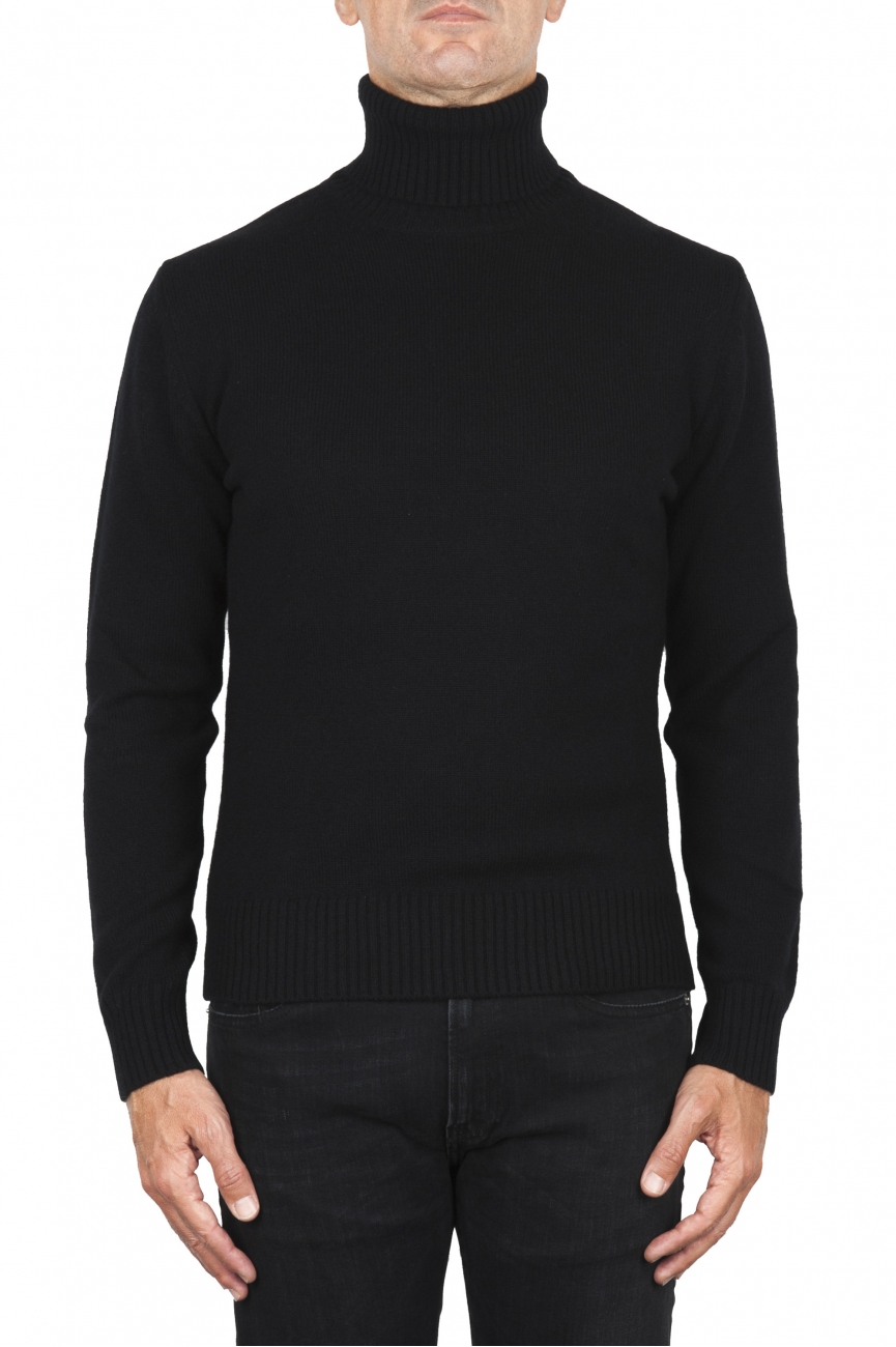 SBU 01857_19AW Black roll-neck sweater in wool cashmere blend 01