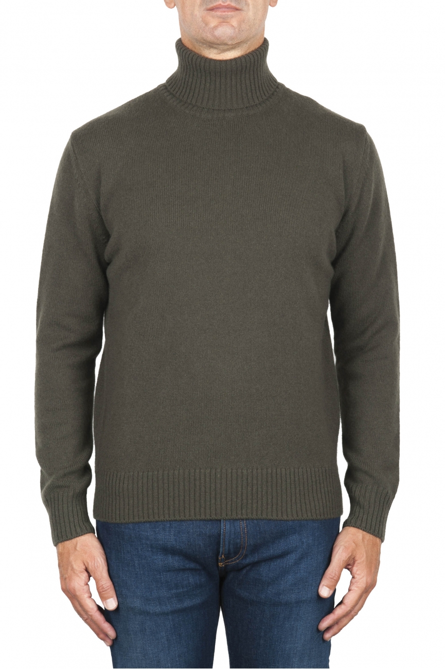 SBU 01859_19AW Green roll-neck sweater in wool cashmere blend 01