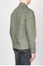 Stone Washed Green Work Jacket In Mixed Cotton And Linen