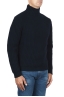 SBU 01860_19AW Blue turtleneck sweater in pure wool fisherman's rib 02