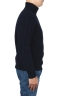 SBU 01860_19AW Blue turtleneck sweater in pure wool fisherman's rib 03