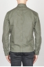 Stone Washed Green Work Jacket In Mixed Cotton And Linen