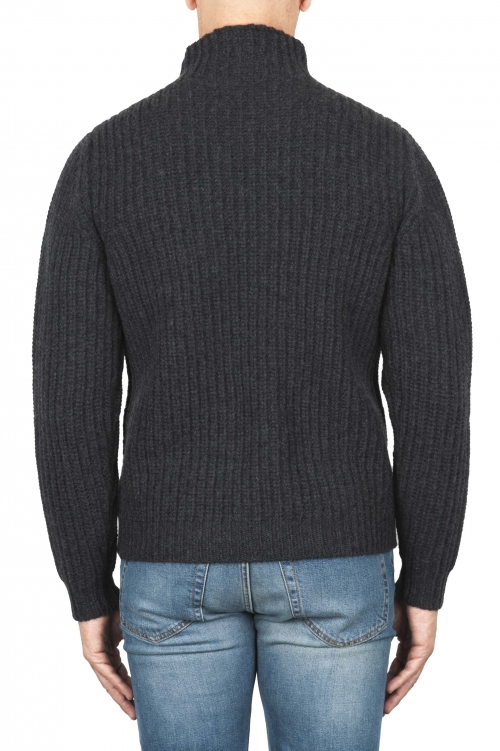 SBU 01861_19AW Grey turtleneck sweater in pure wool fisherman's rib 01