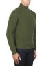 SBU 01862_19AW Pullover collo alto in pura lana a costa inglese verde 02
