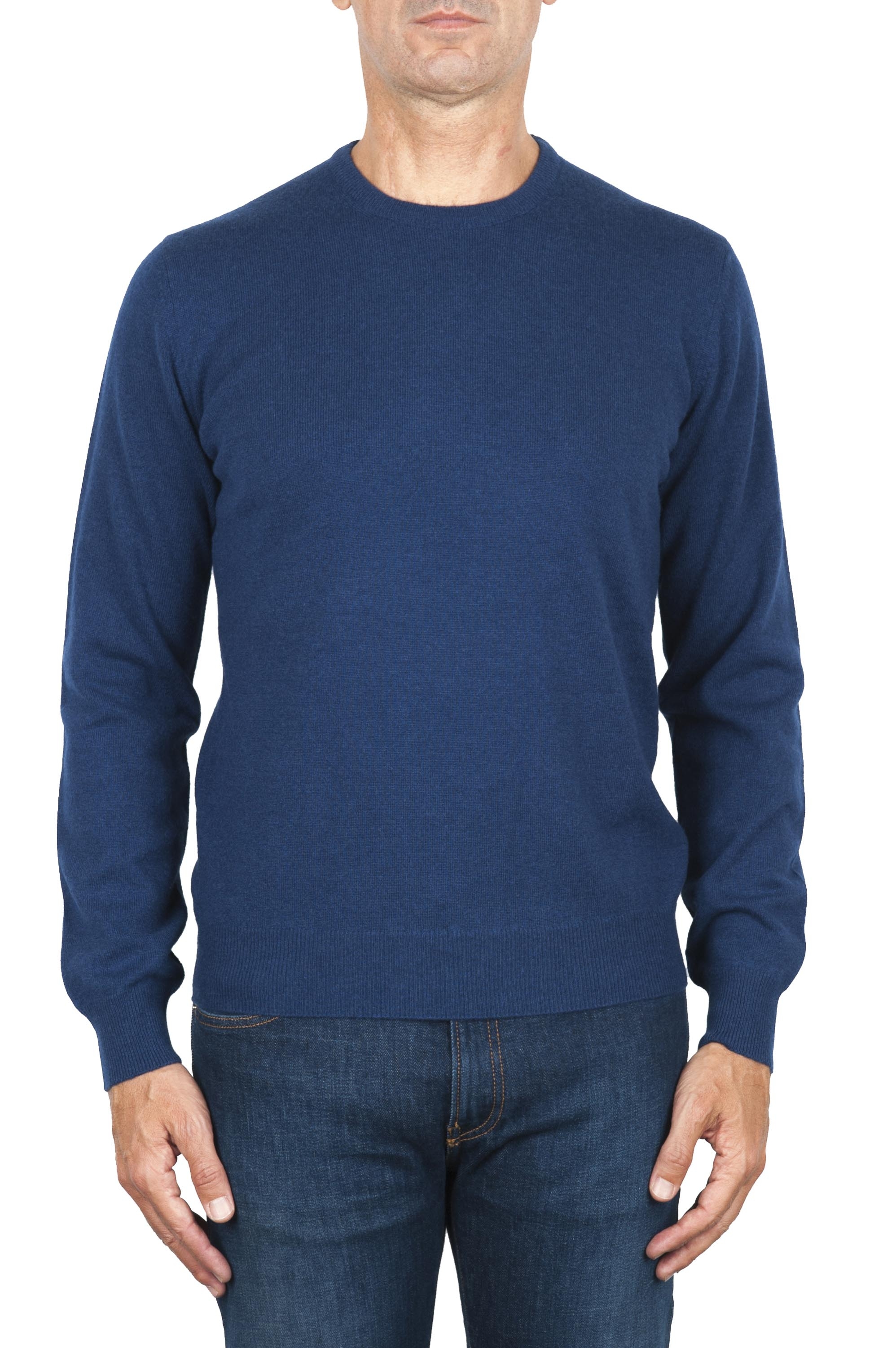 SBU 01869_19AW Blue avion pure cashmere crew neck sweater 01