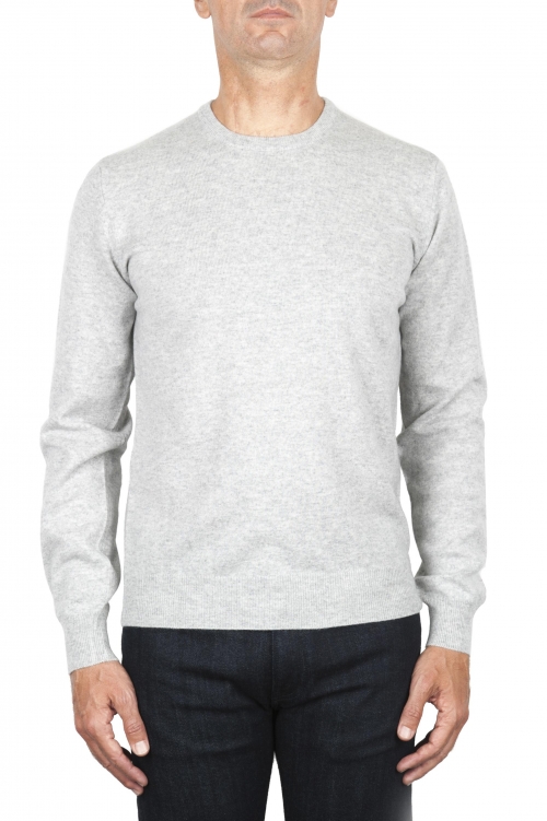 SBU 01870_19AW Grey pure cashmere crew neck sweater 01