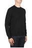 SBU 01875_19AW Black crew neck sweater in merino wool extra fine 02