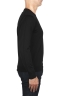 SBU 01875_19AW Black crew neck sweater in merino wool extra fine 03