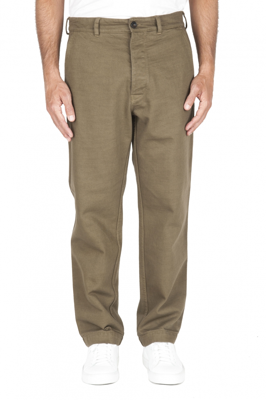 SBU 01882_19AW Pantaloni comfort in cotone verdi 01