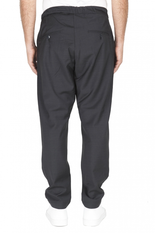 SBU 01887_19AW Pantalones de lana fresca con cintura con cordón gris 01