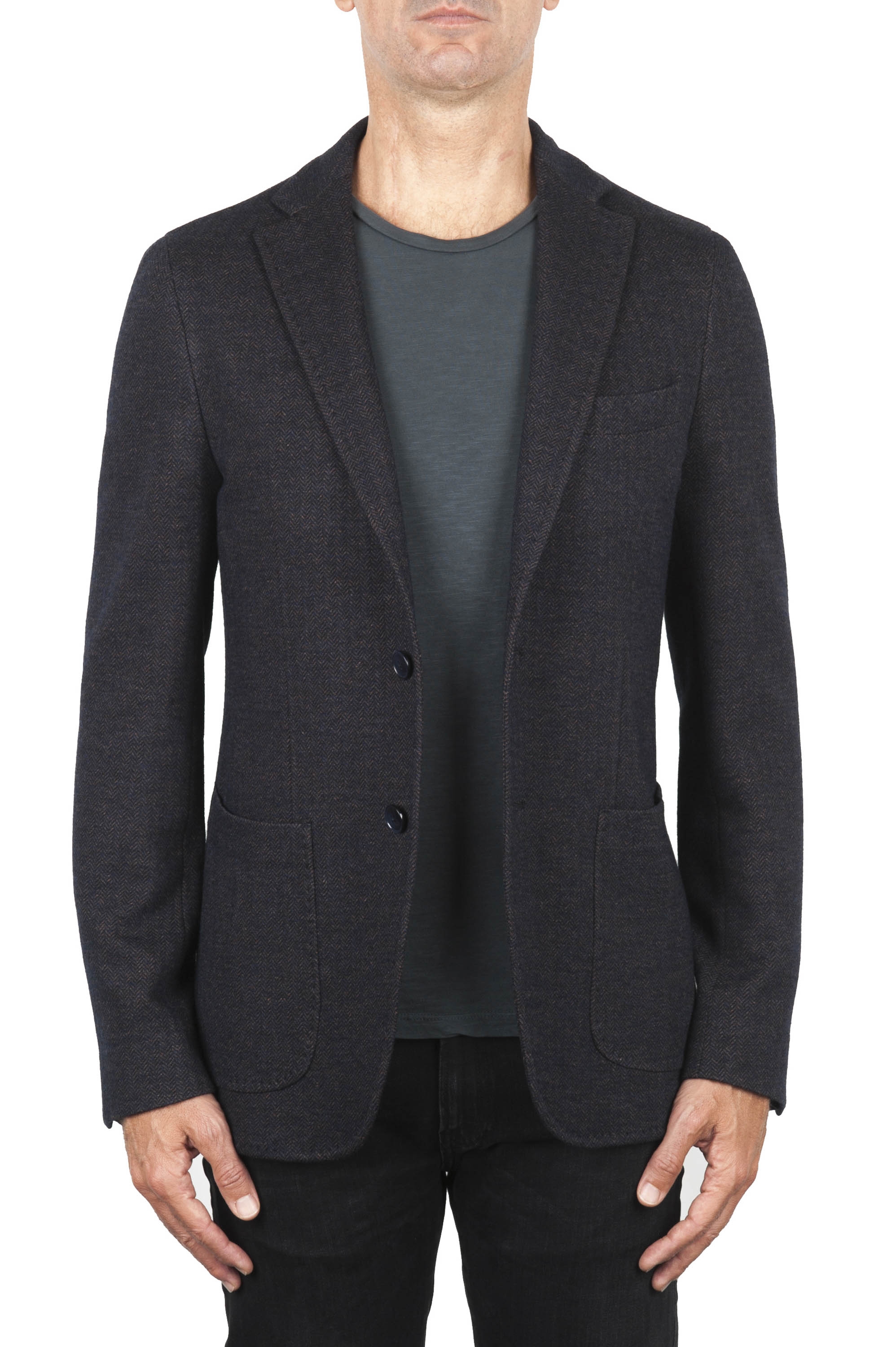SBU 01893_19AW Brown wool and cotton blazer unconstructed and unlined 01