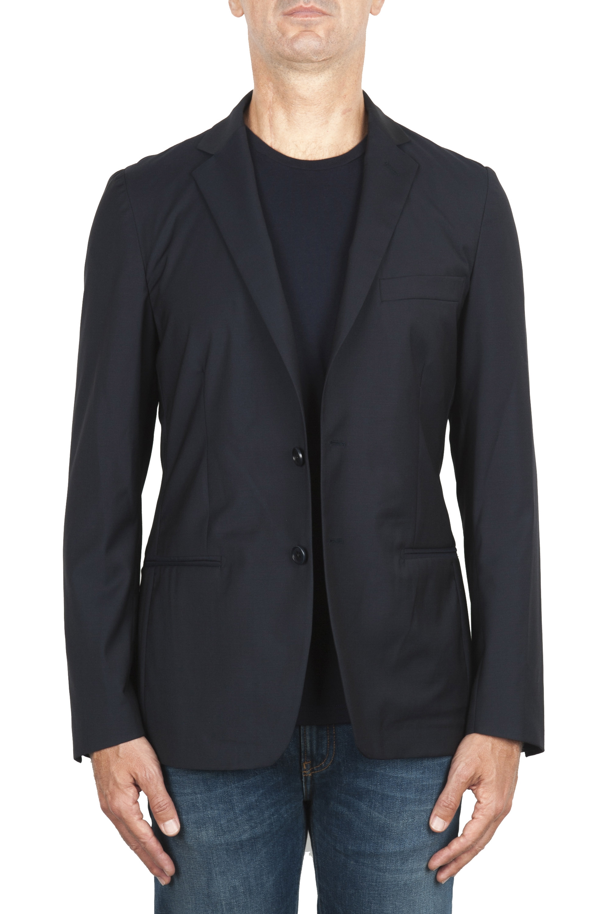 SBU 01894_19AW Blue cool wool jacket unconstructed and unlined 01
