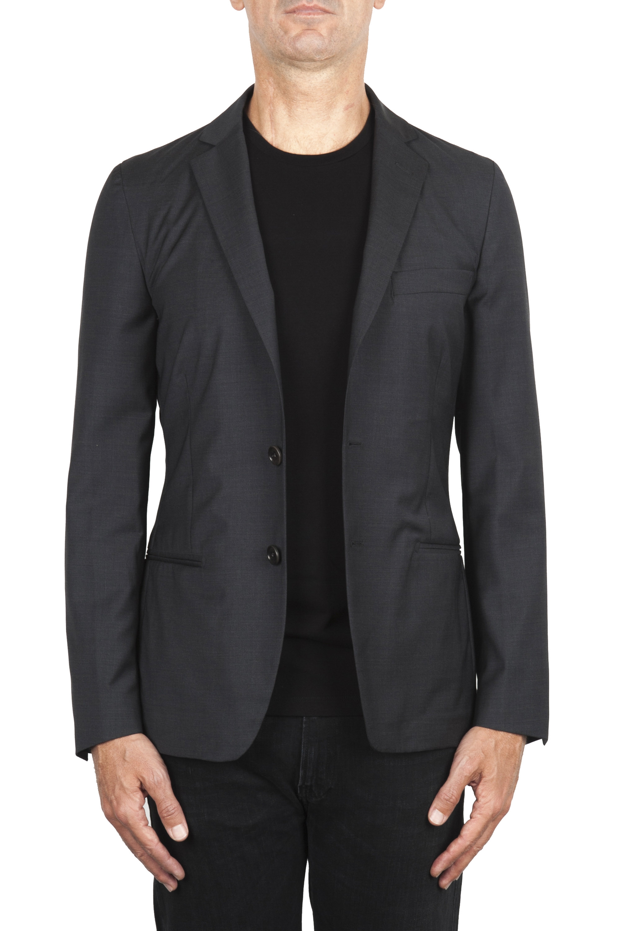 SBU 01895_19AW Gray cool wool jacket unconstructed and unlined 01