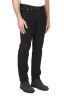 SBU 01459_19AW Black overdyed pre-washed stretch ribbed corduroy cotton jeans 02