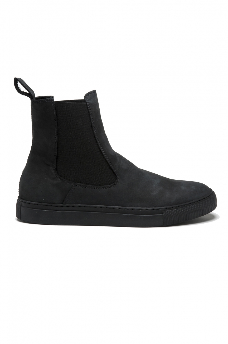 SBU 01507_19AW Classic elastic sided boots in grey nubuck calfskin leather 01