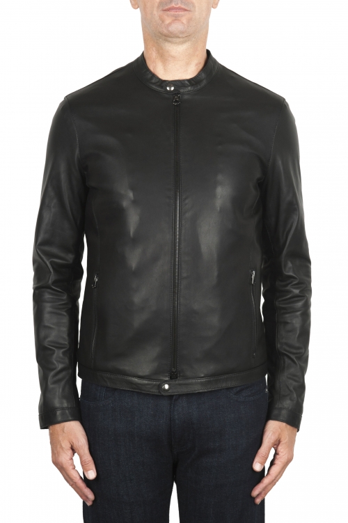 SBU 01904_19AW Black leather motorcycle jacket 01