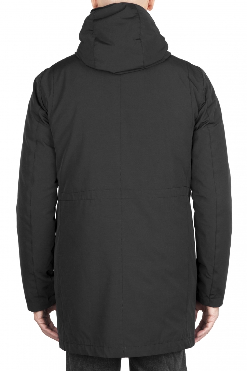 SBU 01583_19AW Parka térmica larga impermeable y chaqueta de plumón desmontable negro 01