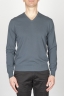 Classic V Neck Sweater In Grey Cotton