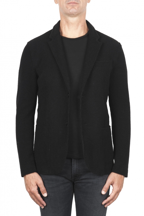SBU 01337_19AW Black wool blend sport jacket unconstructed and unlined 01