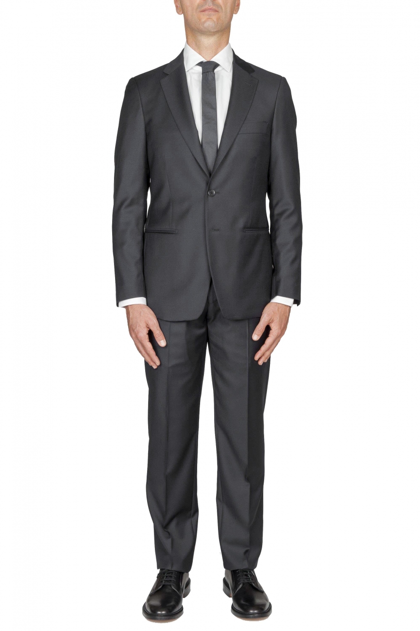 SBU 01057_19AW Blazer y pantalón formal de lana fresca gris para hombre 01